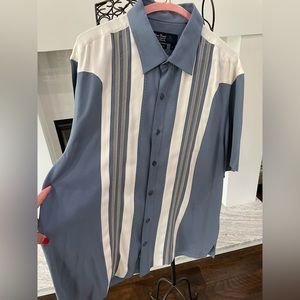 Nat Nast Blue/Cream Silk Short Sleeved Shirt